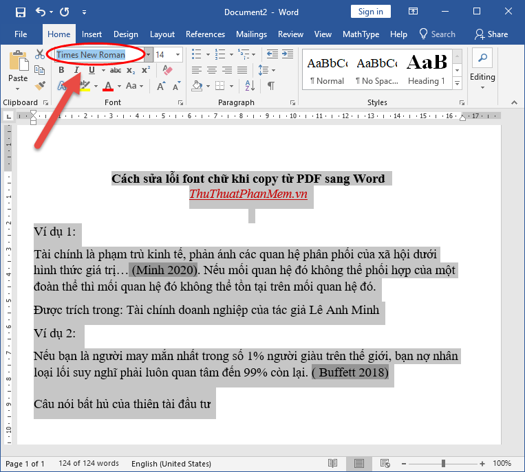 Cách sửa lỗi font chữ khi copy từ PDF sang Word