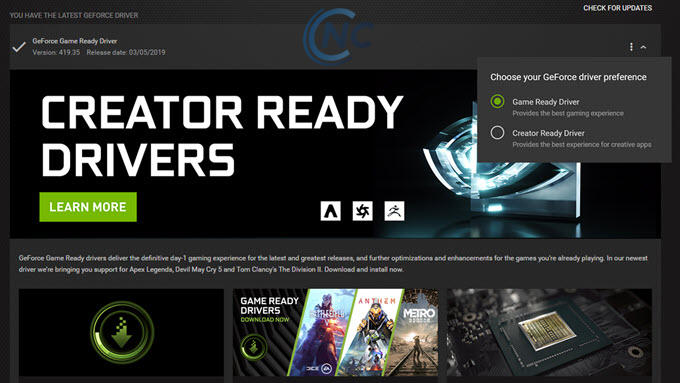 Nvidia Game Driver khác gì Creator Driver
