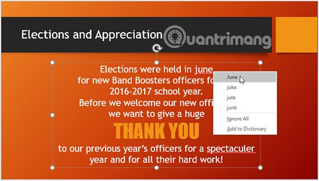Kiểm tra chính tả và ngữ pháp trong PowerPoint 2016