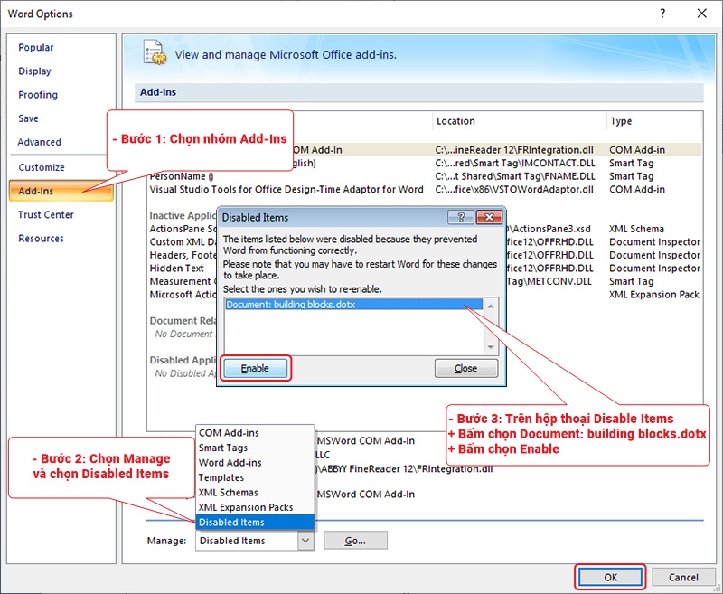 Lỗi đánh số trang Word cannot open this document template