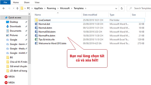 Lỗi đánh số trang Word cannot open this document template