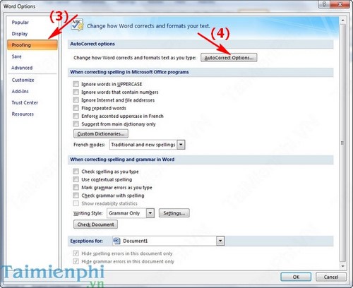 [TaiMienPhi.Vn] Khắc phục lỗi gõ chữ thường ở đầu dòng nhưng Word tự sửa thành chữ hoa